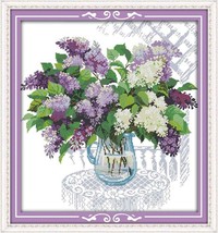 PDF Cross Stitch Pattern Lilac Purple Flowers 49×52cm (19.29&#39;&#39;x20.47&#39;&#39;) - $4.50
