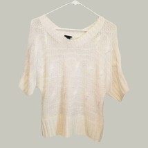 Rue21 Womens Sweater Medium Shirt White 3/4 Sleeves  - £7.88 GBP