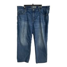 BKE Mens Jeans Size 42 Seth Faded Buckle Straight Leg Medium wash Denim Hemmed - £33.97 GBP