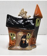 PreOwned Ceramic Halloween Witch House Votive Candle Holder Ghost Jack O... - €10,96 EUR