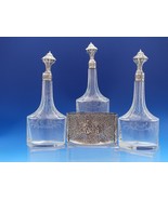 830 Silver Liquor Set 3-pc silver tops and hand engraved bottles Dutch #... - $1,145.55 CAD