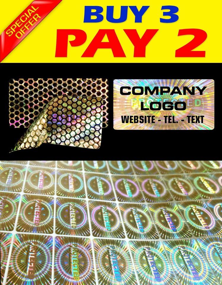 Primary image for 360 CUSTOM PRINT HOLOGRAM STICKER LABEL VOID SECURITY WARRANTY SEALS 1.2"X0.6"