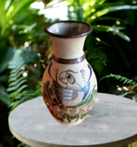 Tonala Mexican Parrot Toucan Bird Stoneware Pottery Folk Art Vase Signed Decor - £28.05 GBP