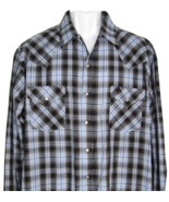 Vtg Plains Western Wear Shirt Men&#39;s Size XL Blue Plaid Pearl Snap Long S... - £14.64 GBP
