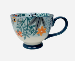 Grace&#39;s Teaware Floral Coffee Cup Mug Blue Flowers Footed Base - $16.97