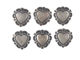 6 Vintage Navajo Stamped Sterling  button covers - $94.05