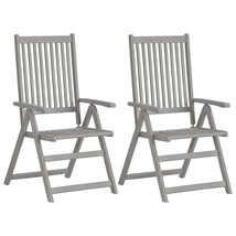Garden Reclining Chairs 2 pcs Grey Solid Acacia Wood - £63.84 GBP