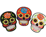 Large Sugar Skull XL XXL Black White Red Embroidery Aztec Large 8 Inch Lot 3 pcs - $37.71