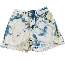 BP B.P. Womens High Rise Cut Off Distressed Blue Bleached Washed Denim Shorts Si - £17.90 GBP