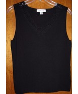 Cold Water Creek Black Sleeveless Top Accented With Lacey Neckline Size M - $6.99