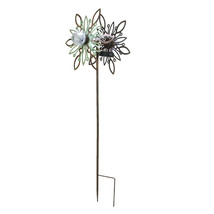 36 Inch Metal Solar LED Kinetic Wind Spinner Outdoor Garden Yard Art Flower - £46.24 GBP