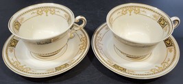 Set of 2 Old Ivory Syracuse China, Webster, Cup and Saucer, Gold Trim - $29.69