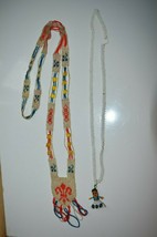 2 Vtg Native American Handmade Seed Bead Necklaces&#39;&#39;Kachina&#39;&#39; &amp; Tribal Motif  - £51.47 GBP