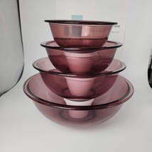 ♻️ Vintage Pyrex Cranberry Stacking Mixing Bowl 4-PcSet 4, 2.5, 1.5 &amp; 1-... - $88.11