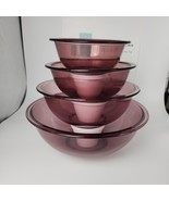 ♻️ Vintage Pyrex Cranberry Stacking Mixing Bowl 4-PcSet 4, 2.5, 1.5 &amp; 1-... - $1,647.13 MXN