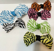 Little Girl Hair Bow Barrettes Lot of 6 Zebra Print Multicolor 3.5 to 6.5 in - £9.10 GBP