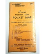 NOS Sealed Vintage 1950&#39;s Cram&#39;s Modern Series Pocket Map Turkey #375 - £9.75 GBP