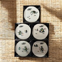 Antique Vintage Japanese Kutani Porcelain Kappa River Imps Square Snack Plates 5 - £57.87 GBP