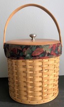 LONGABERGER Fall Leaf Trim Ice Bucket Basket w/ Lid &amp; Thermal Insert 9.5... - $54.42