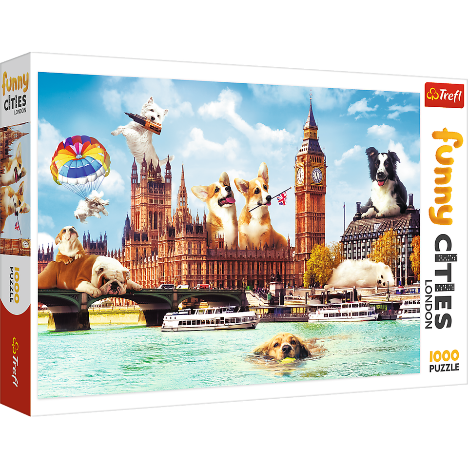 1000 Piece Jigsaw Puzzles, Dogs in London, Puzzle of Dogs, Corgi, Bulldog, - $36.55