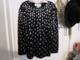 Vintage Adrienne Vittadini Beaded Black Wool Sweater Size L - £39.56 GBP