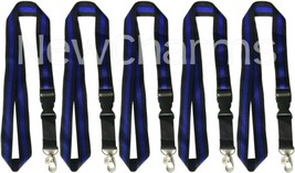 5 LANYARDS w/ Detachable Key Chain Thin Blue Line Police Officer Law Enforcement - £8.63 GBP