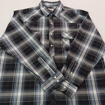 Coevals Club Men's XL Western Pearl Snap Button Long Sleeve Black Gray Plaid image 11
