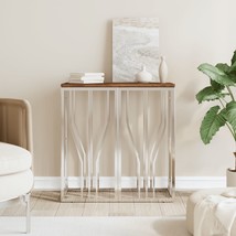 Console Table Silver Stainless Steel and Solid Wood Reclaimed - £121.03 GBP