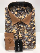Luxton Men&#39;s Multi-Color Camel Fashion Shirt Paisley Camel Collar Cuff S... - £27.87 GBP