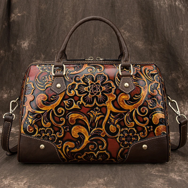  Women&#39;s Bag Female Luxury Bag  Leather Retro Hand Bags For Women Handmade Embos - £70.00 GBP