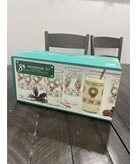 Vtg Victorian Christmas Wreaths Cooler Glasses Indiana 8 Glass Tumblers ... - $39.59