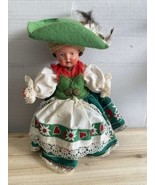 Vintage Celluloid Doll 1950s  Green Lace Amazing Detail 10” Western Germ... - $22.67 CAD
