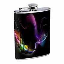 Rainbow Music Staff Hip Flask Stainless Steel 8 Oz Silver Drinking Whisk... - £7.80 GBP