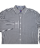 Robert Graham Shirt Mens 3XL Black Stripe Dots Seersucker Long Sleeve Fl... - $543.49 MXN