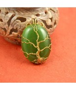 Green Cat&#39;s Eye Tree of Life wire-wrapped pendant - £37.52 GBP