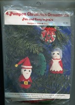 NeedleMagic Pompon Christmas Ornaments Kit 1978 Santa Mrs Claus Tree Wreath - $12.86