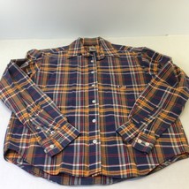 Cruel Girl Shirt Blouse Western Button M Plaid Blue Orange Red LS Cotton - £23.77 GBP