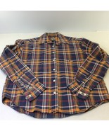 Cruel Girl Shirt Blouse Western Button M Plaid Blue Orange Red LS Cotton - £23.42 GBP