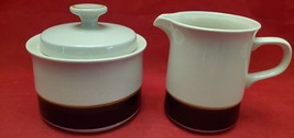Vintage Bandolero Blue Fine Stoneware Covered Sugar Bowl And Creamer Set Japan - £7.77 GBP