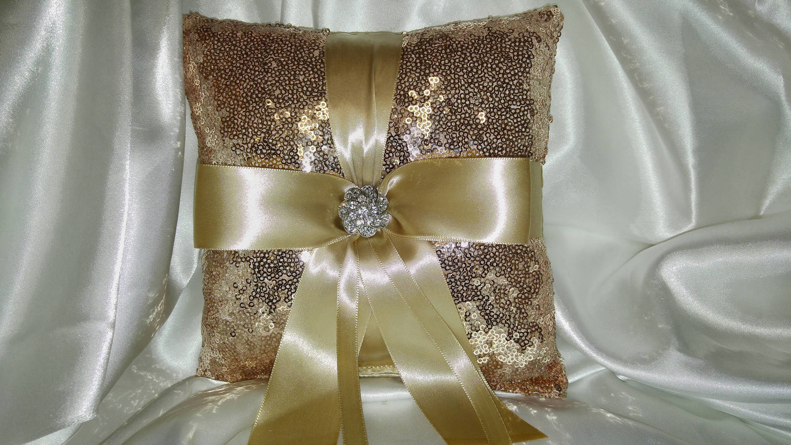 SEQUIN RINGBEARER PILLOW- Color of Choice- and/or Flower Girl Basket - Champagne - $17.00