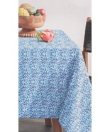 Fabric Tablecloth Blue Design Spill Proof 70 Inch Round with Zipper NEW - $21.49