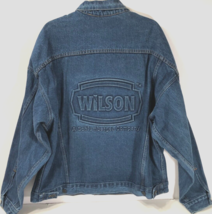 WILSON Schlumberger Club Million Embossed Trucker Denim Blue Vintage Jacket XL - £12.94 GBP
