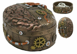 Vintage Design Steampunk Brain Robotic Control Center Jewelry Box Figurine Decor - £24.92 GBP