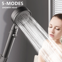 High Pressure Shower Head 5 Modes Adjustable Showerheads with Hose Water Saving  - £7.09 GBP+