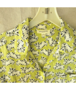 Beach Lunch Lounge Shirt Womens Large Green White All Over Cat Print Alanna - £17.13 GBP