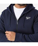 Reebok Full Zip Hoodie Vector Navy Size Small Fleece Logo Classic Fit Mens - €27,47 EUR