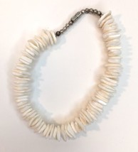 White / Off White Puka Shell Bracelet with Barrell Clasp Approx 8&quot; - £7.97 GBP