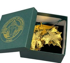 Vintage 24K Gold Plate Holly Leaves Ornament Denver Colorado 2002 Box DFMC New - £18.46 GBP