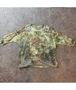 Dressbarn Paisley Green Bejeweled Rhinestone 3/4 Sleeve Blouse Tunic Wom... - $16.77 CAD