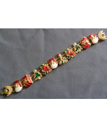 VTG NOS CHRISTMAS Slide Bracelet Two Chain Enamel Santa Gift Bell Tree C... - £11.74 GBP